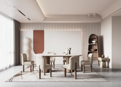 侘寂风餐厅3D模型下载